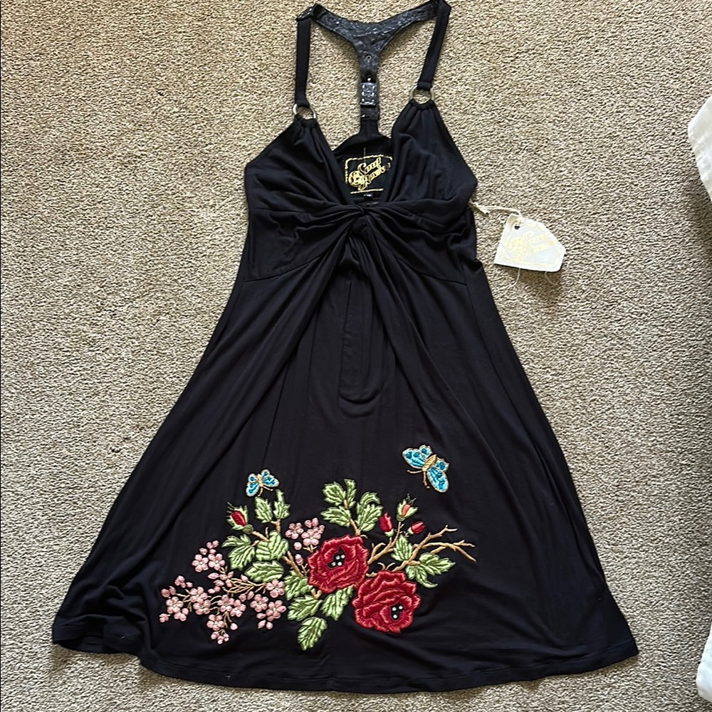 Soul Revival Black Embellished Halter Sundress